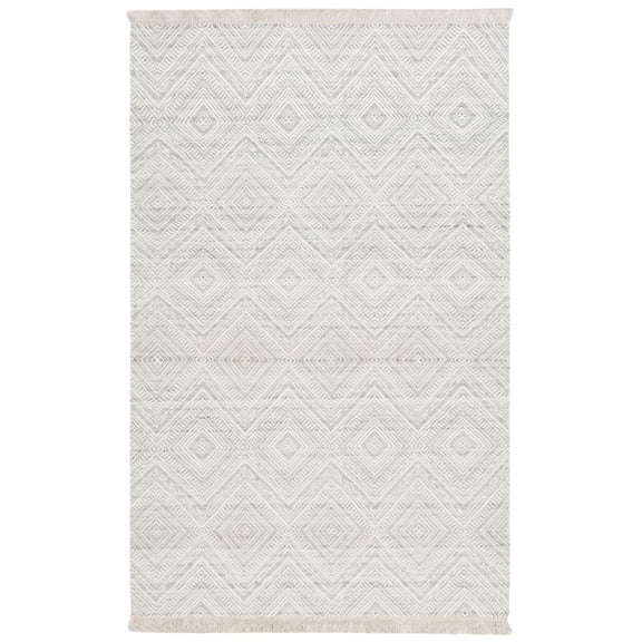 SAFAVIEH Kilim Shannon Diamond Area Rug, Light Gray/Ivory, 8' x 10'