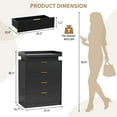 thumbnail image 3 of Pusnapku Fluted 4 Drawers Dresser, 38" Tall Modern Chest of Drawers with Power Outlet,LED Light, Vertical Wood Storage Dresser for Living Room,Bedroom, 3 of 9
