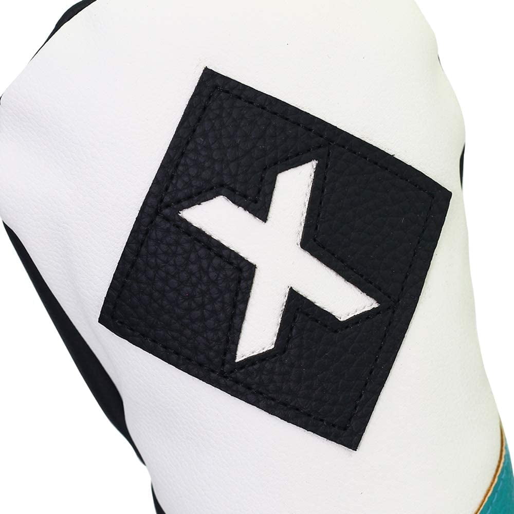 Majek Golf Vintage Headcovers White Seafoam Teal Pink Stripe Premium Retro Leather Style 1 3 5 X H Driver Fairway Hybrid Head Covers Fits 460cc Drivers & Modern Metal Woods Custom Design in California