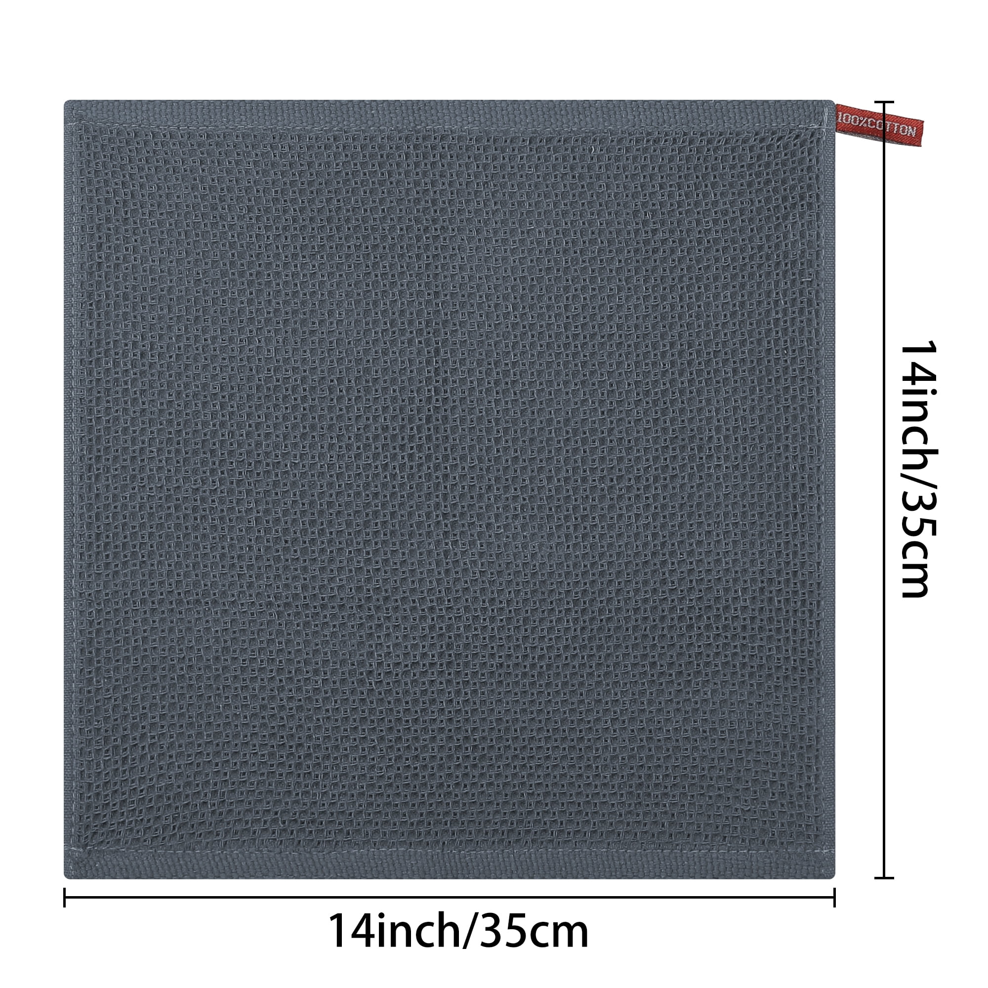 Unique Bargains 12 Pcs Cotton Absorbent Double-Sided Waffle Weave Kitchen Dish Towels Grey/White 12 Pack