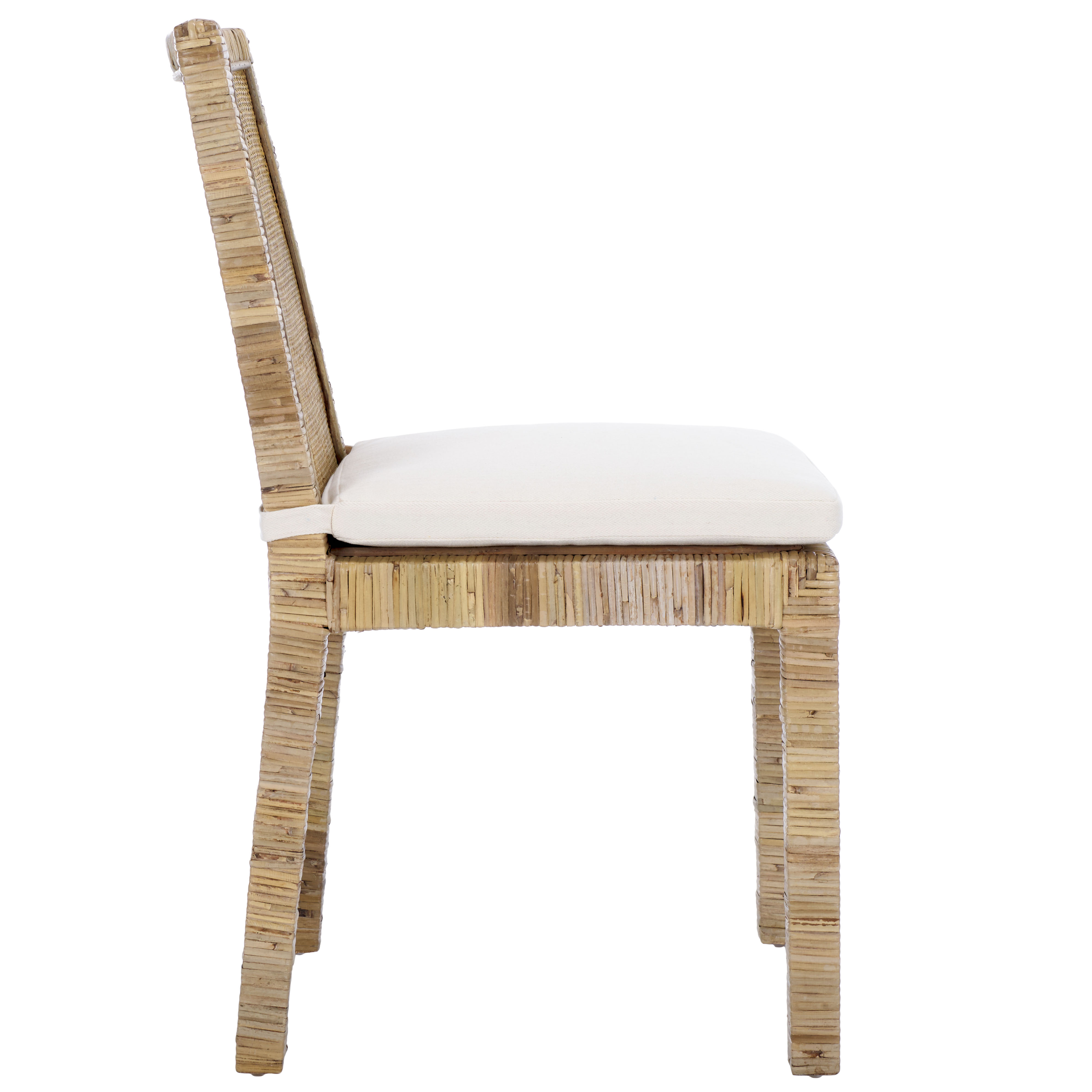 Safavieh Tojo Cane Coastal Rattan and Wood Dining Side Chairs, White/ Gray (Set of 2)