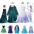 thumbnail image 2 of Vestido de princesa de Frozen de Disney para niñas, traje de baile de malla con lentejuelas blancas, ropa de carnaval, Cosplay para niños, Reina de la nieve, Elsa y Anna, 2 of 5