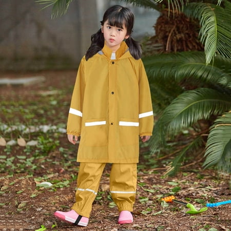 

Hunpta Children s Boys Girls Button Rain Jacket Hooded Windproof Raincoat Kids Long Sleeve Hoodie Trench Pants Outfits