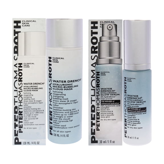 Peter Thomas Roth Water Drench Hyaluronic 2 Pc Kit - 1oz Glow Serum, 4oz Micro-Bubbling Cloud Mask