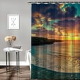 thumbnail image 2 of Orinice  Hawaiian Shower Curtain, Sunrise Over Hanauma Bay Oahu Hawaii Sunbeams Through Clouds Shoreline, Cloth Fabric Bathroom Decor Set with Hooks,  White, 2 of 7
