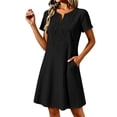 thumbnail image 2 of Helii Womens Embroidered Eyelet V Neck Short Sleeve A Line Dress with Pockets Lightweight Breathable Summer Swing Casual Loose Fit T Shirt Dress for Daily Vacation Beach Party 6 Colors, 2 of 8