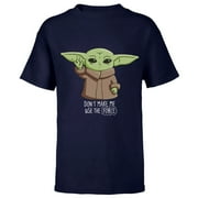 The Mandalorian the Child Don't Make Me Use The Force - Short Sleeve T-Shirt for Kids - Customized-Navy