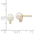 thumbnail image 4 of Primal Gold 14 Karat Yellow Gold 6-7mm White Round Saltwater Akoya Cultured Pearl Diamond Post Earrings, 4 of 4