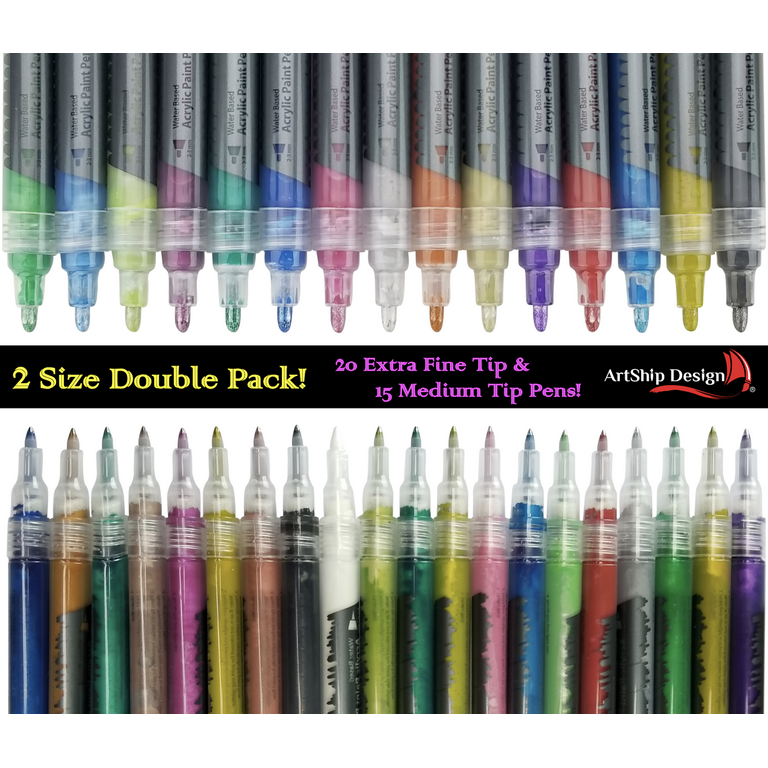 OIAGLH 2Set Acrylic Paint Pens - Gold,Silver And Rose Gold Paint Pens, Metallic  Marker Pens ,Water-Based Metallic Paint Pen Set 