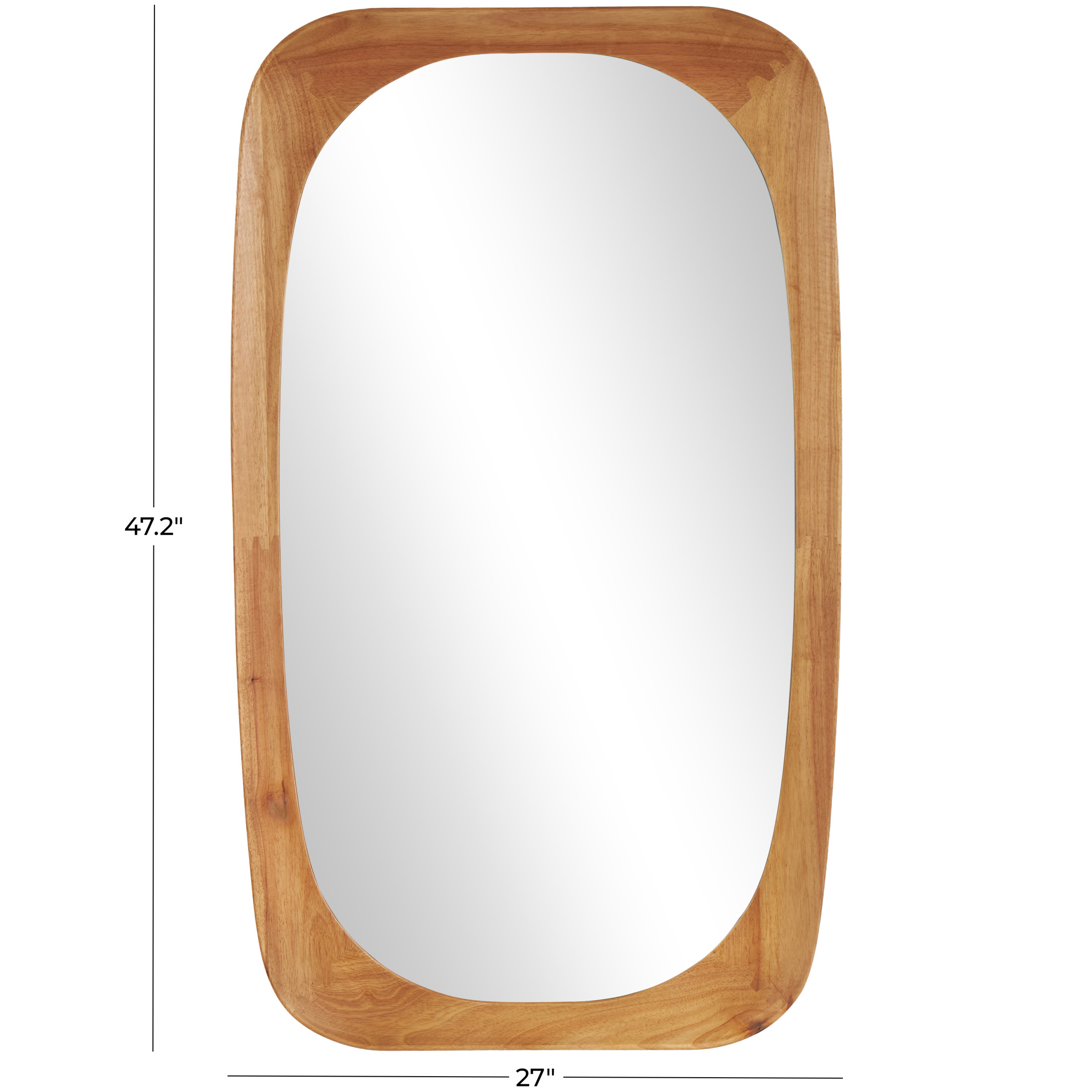 DecMode 28" x 47" Brown Oval Wall Mirror