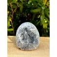 thumbnail image 5 of Polished Celestite Cluster, Celestite Geode Free Shape w. Druse, Standing Celestite Healing Crystal (0.5-0.75 lb), 5 of 7