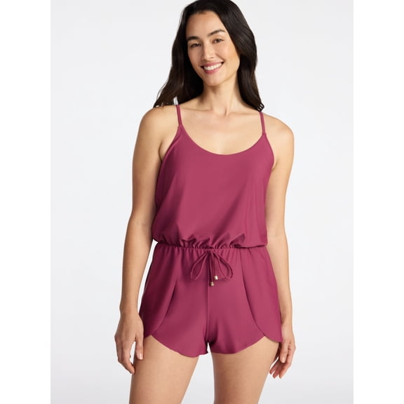 Women's and Women's Plus Size Tank Romper Swimsuit, Sizes XS-3X