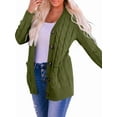 thumbnail image 2 of Women'S 2025 Fall Long Sleeve Cable Knit Sweater Open Front Cardigan Button Loose Outerwear Army Green XXL, 2 of 8
