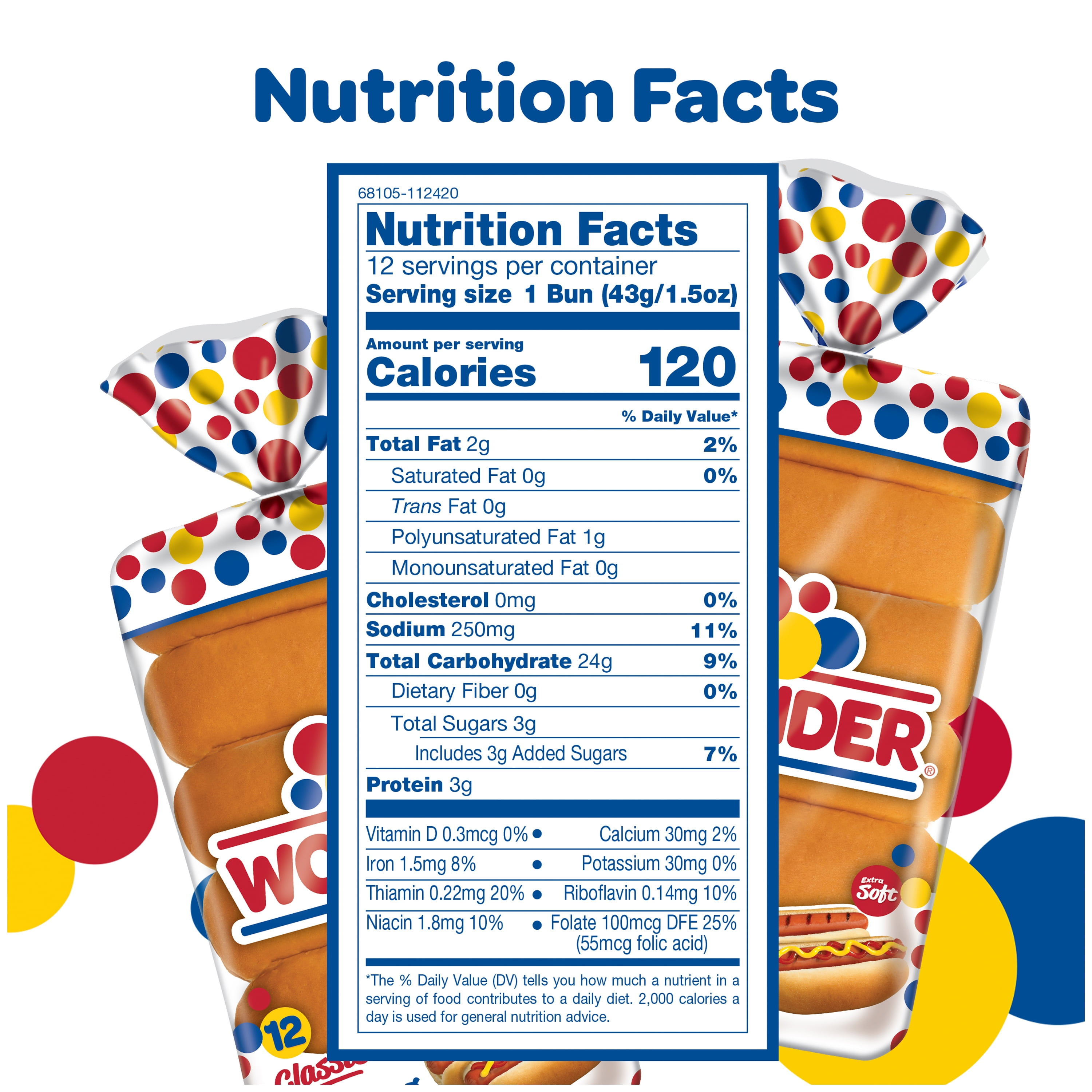 Wonder Bread Classic Extra Soft Hot Dog Buns, White Bread Buns, 18 oz., 12 Ct, Shelf-Stable