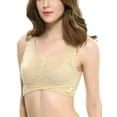 thumbnail image 2 of Qiylii Women Solid Color Sports Bra Sleeveless Adjustment Push Up Lace Brassiere Lady Cross Side Buckle Wireless Underwear, 2 of 2