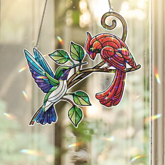 Lotusprinthandmade Cardinal Couple Custom Shape Star Hologram Ornament 3.5in, cardinal couple valentine’s day ornament, cardinal bird birthday gift ornament