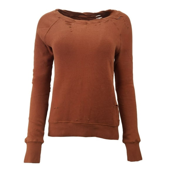 PAM & GELA Women's Rust Annie Destr Sweatshirt, Brown, X-Small