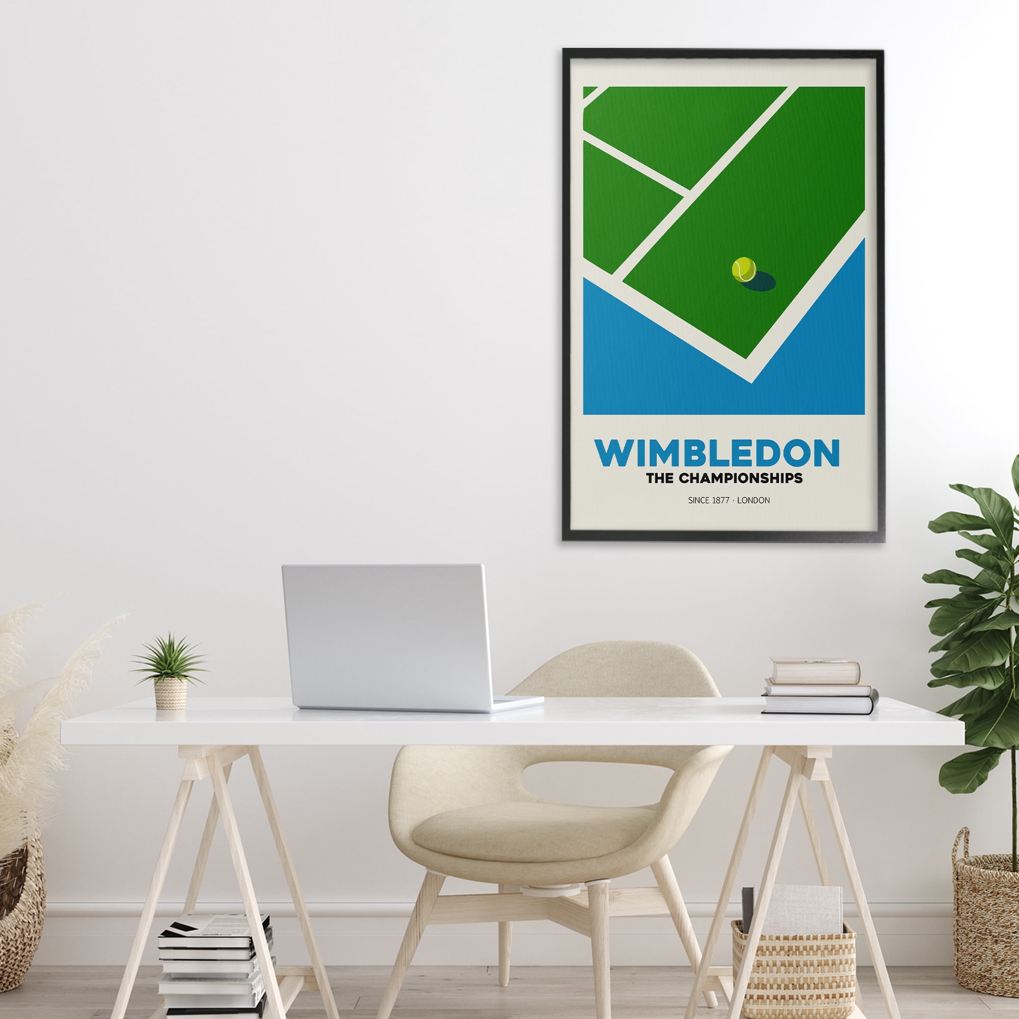 Stupell Industries Wimbledon Tennis Court Black Framed Giclee Art, design by Andreas Magnusson