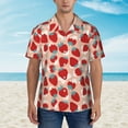thumbnail image 2 of Xecao Red Strawberry print Hawaiian shirt - a stylish short-sleeve button-down for men, perfect for casual beach and tropical outings., 2 of 9
