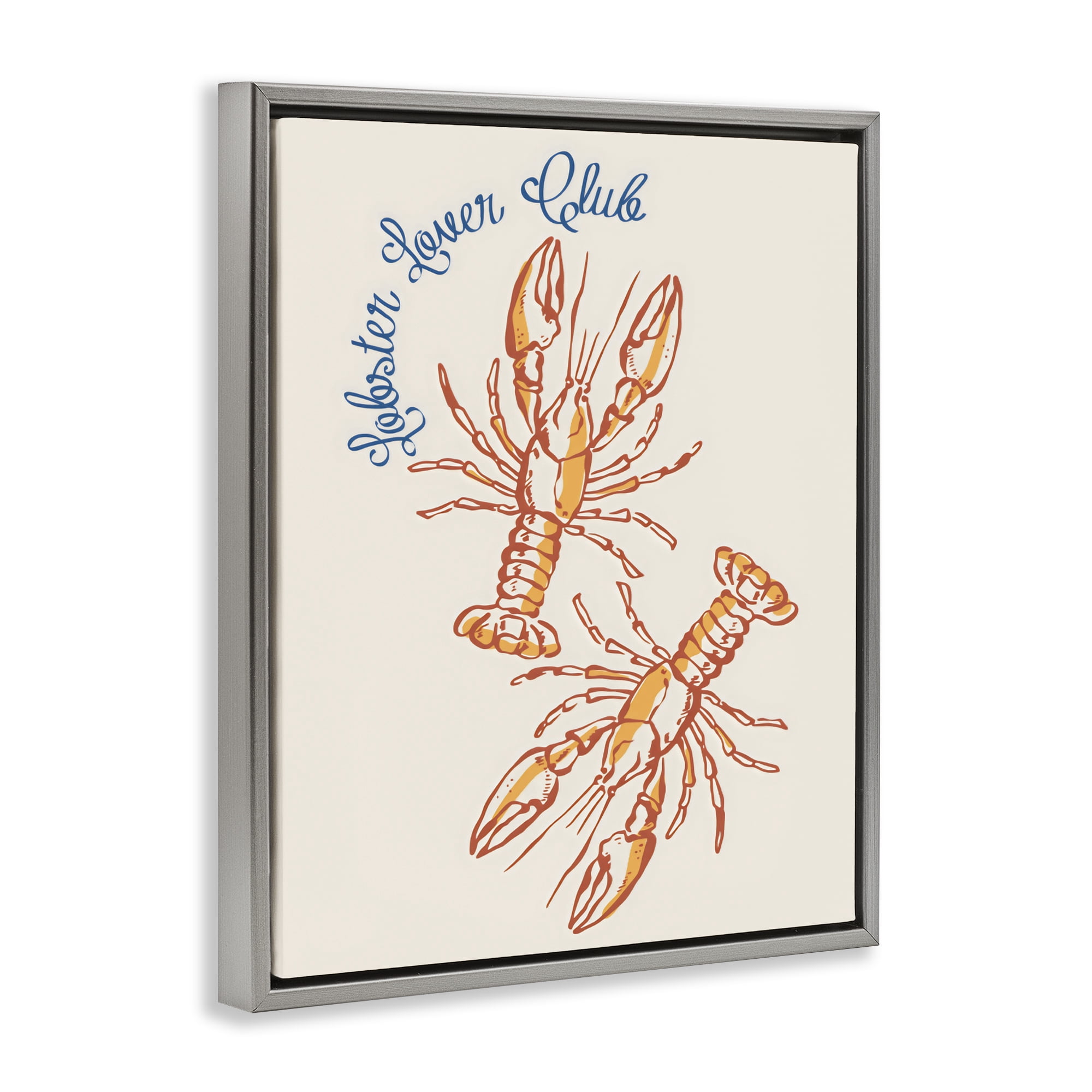 Stupell Industries Lobster Lover Club Gray Framed Floater Canvas Wall Art, design by The Prints Vibe