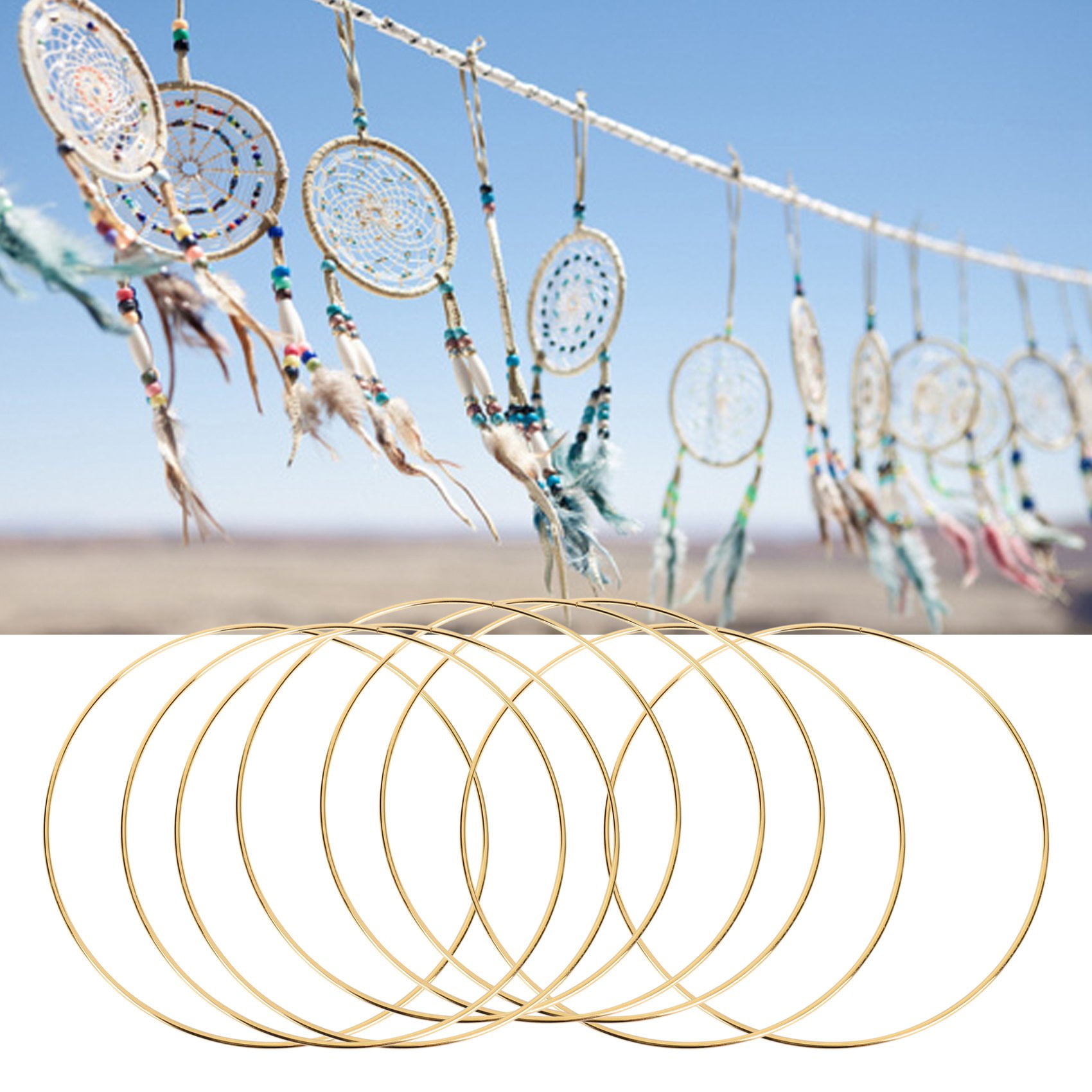 8Pcs 8 Inches Dream Catcher Rings Metal Hoops Macrame Ring for