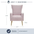 thumbnail image 5 of BELLEZE Modern Wingback Accent Lounge Arm Chair - Kinsley (Pink), 5 of 7