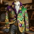 thumbnail image 4 of YOIAVAIOY Mardi Gras Blazer for Men Corduroy Holiday Funny Printed Suit Jackets Carnival Party Formal Office Blazers with Pocket Purple XXXL, 4 of 5