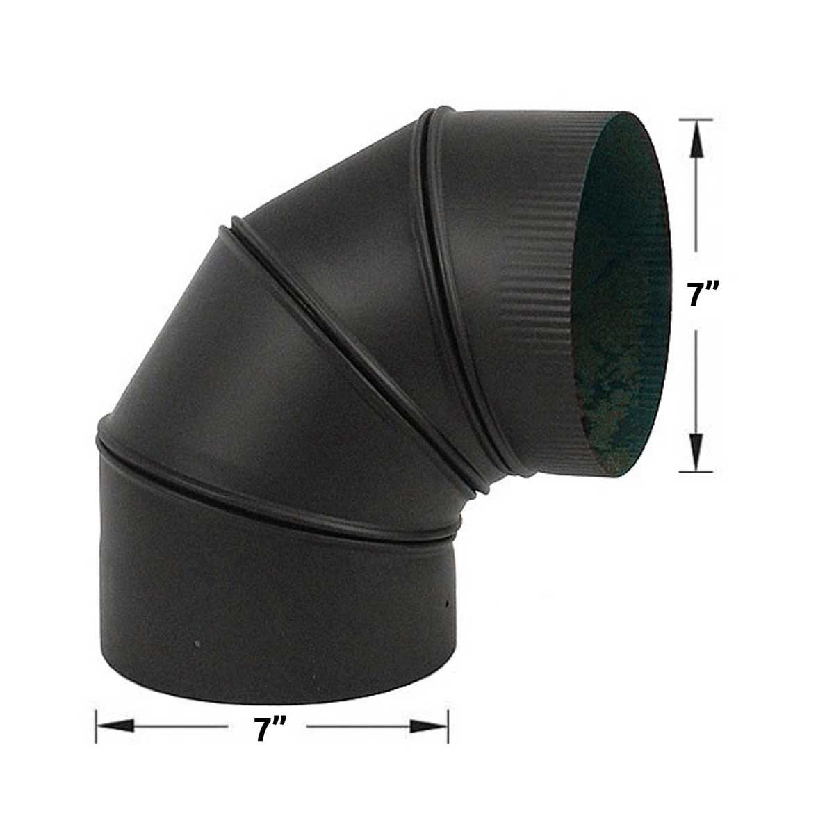 7'' HeatFab 90 Degree Adjustable Black Elbow - 2714AB