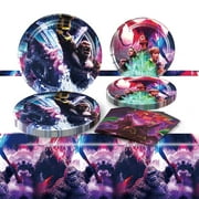 41 Pcs Godzilla Birthday Party Supplies, Monster Godzilla Party Tableware Set Includes Plates, Napkins and Tablecloth, Perfect for Kids Birthday Party Decorations, Serves 10 Guests