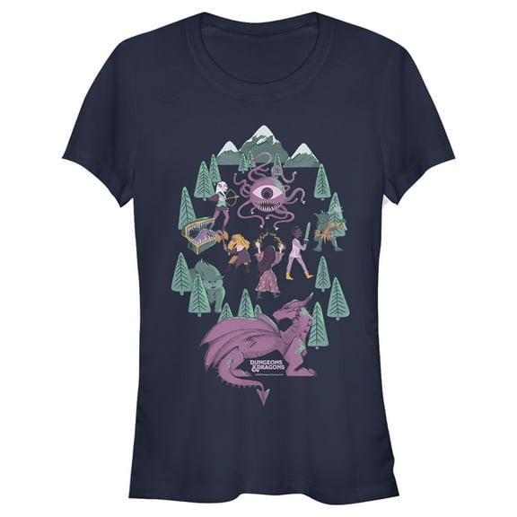 Junior's Dungeons & Dragons Let The Adventure Begin, Watch Out For Monsters  Graphic Tee Navy Blue Medium