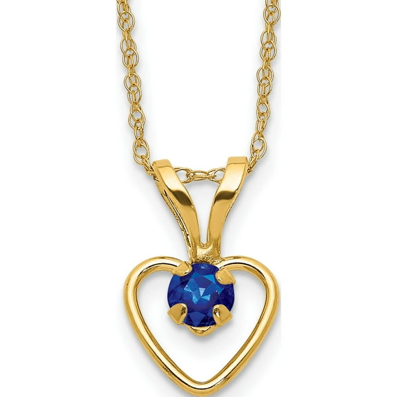 10K Yellow Gold Madi K 3Mm Sapphire Heart Birthstone Necklace(Length 15) - Jbsp