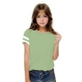 thumbnail image 5 of SGFCWSX Girls Short Sleeve Raglan T-Shirt, Kids Stripe Sleeve Tees Crew Neck Casual Daily Summer Tops Mint Green Size 9-10 Years, 5 of 7