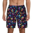 thumbnail image 2 of Goofa rainbow color Skull mushroom Printed Men's Swim Trunks Board Shorts Quick Dry Mens Swimming Trunks with Compression Liner,Breathable Fit Hawaii Beach Shorts-XX-Large, 2 of 9