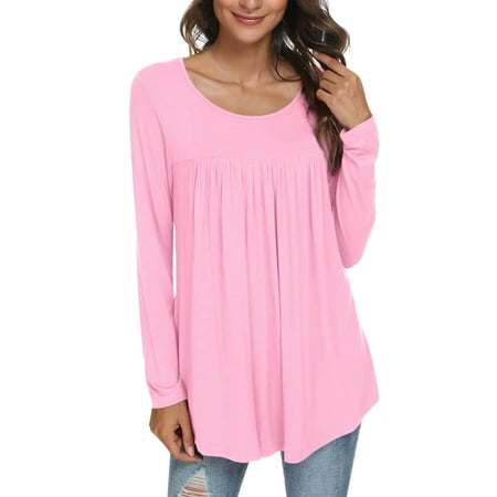 

Zlekejiko Women Solid Color Top Blouses Corset Fashion Long sleeve Top Shirt Casual Elegant O Neck Top Shirt