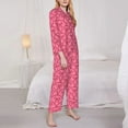 thumbnail image 3 of Fuzoiu red bows Print Women's Long-Sleeved Pajama,Lounge Button Down Nightwear,Womens Notch Collar Pajama Set-XX-Large, 3 of 7