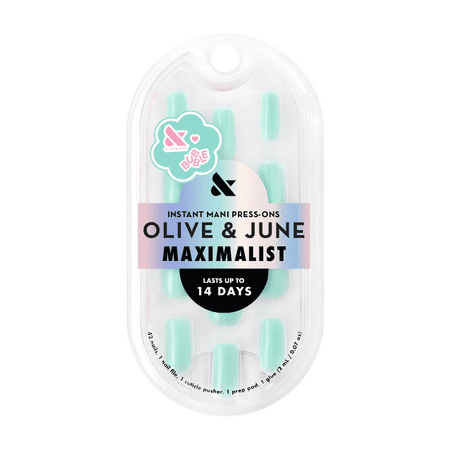 Olive & June + Bubble Instant Mani Medium Square Press-on Nails, Slam Dunk, 42 Pieces