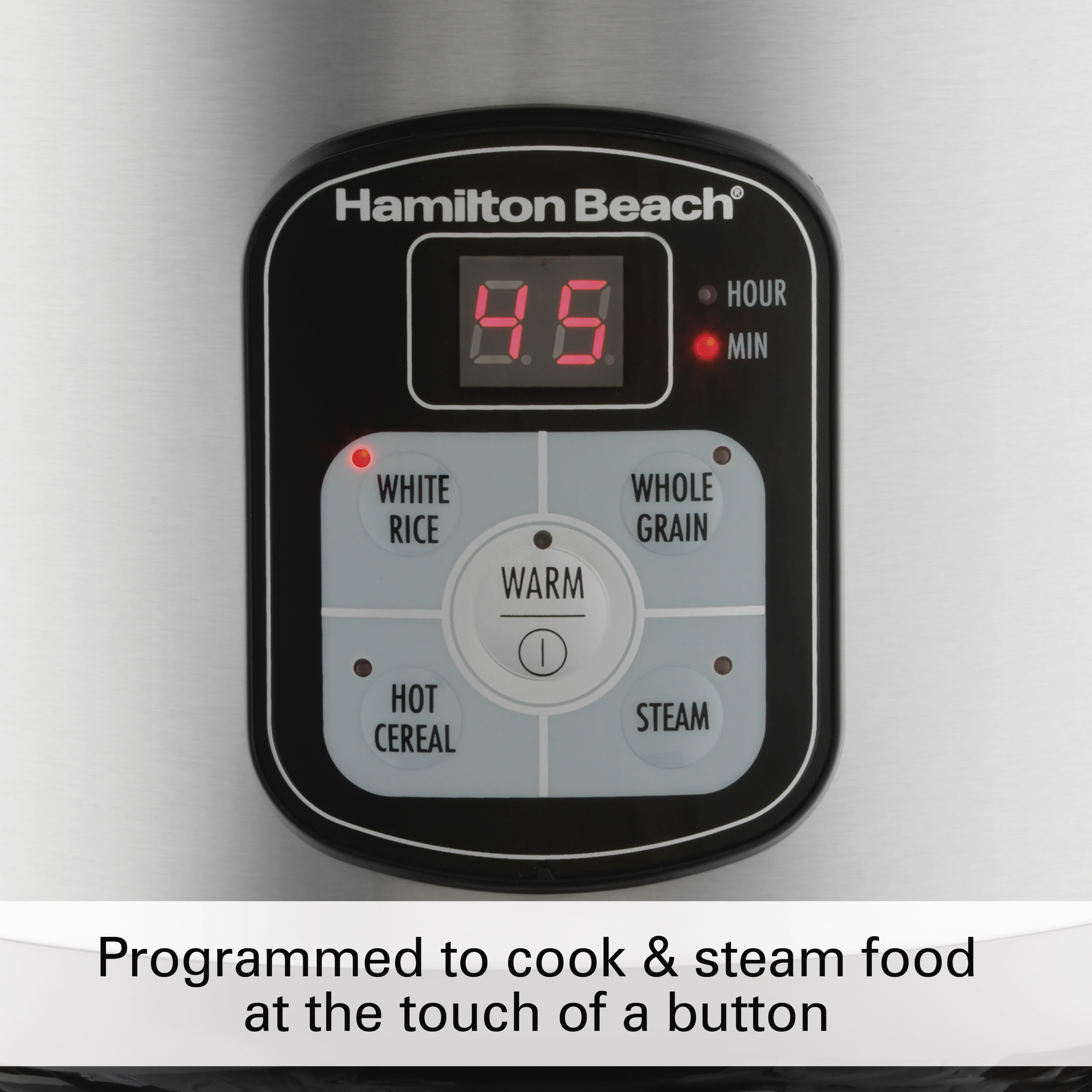 Hamilton Beach Rice Cooker & Food Steamer, Digital Programmable, 8 Cups Cooked (4 Uncooked), Steam & Rinse Basket, Stainless Steel, 37519 - image 5 of 8