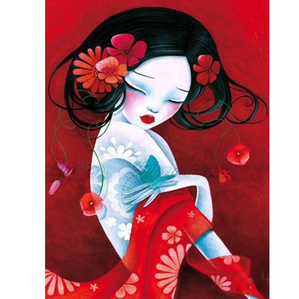 5D DIY Geisha taladro redondo completo mosaico diamante pintura imagen artes decorativas Tmvgtek decoración de arte en el hogar
