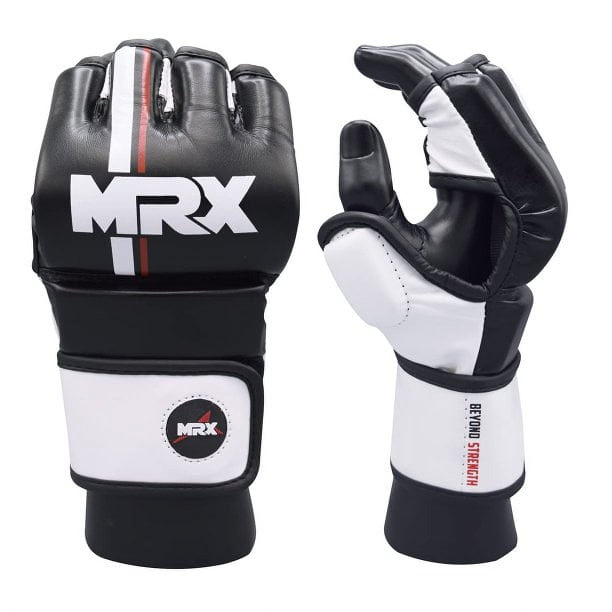 MMA Gloves for Grappling Sparring, with Open Ventilated Palm, Martial Arts Mitts Suitable for Men Women, Sports Training, Muay Thai, Punching Bag Gloves and Kickboxing| Black White S/M