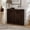 Dark Walnut, variant on Mid Century Modern V-Fluted Storage Cabinet, Dark Walnut P2 MDF Buffet Side Cabinet with 2 Cable Holes, Narrow Accent Cabinet for Living Room, Kitchen Coffee Bar, Entryway
