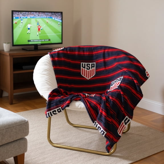 U.S. Men's National Team Navy & Red Soccer Throw, 40" x 50", Polyester Silk Touch, USMNT