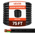 thumbnail image 1 of VEVOR Cable de Alimentación Portátil de 22,86 m Calibre 6 AWG (4 Conductores), Alargador de Cobre Resistente de SOOW de Grado Industrial con Revestimiento de Goma CPE Premium para Soldadora, 1 of 9