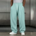 thumbnail image 7 of dazeni Men’s Baggy Sweatpants High Waisted Elastic Waist Drawstring Sweat Pants Comfy Wide Leg Casual Loose Joggers with Side Pockets Light Blue Large, 7 of 7