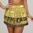 thumbnail image 2 of XIAOCHA Womens Sequin Fringe Mini Skirt Fitted High Waist Shiny Skirt Sparkly Glitter Party Skirts, 2 of 4