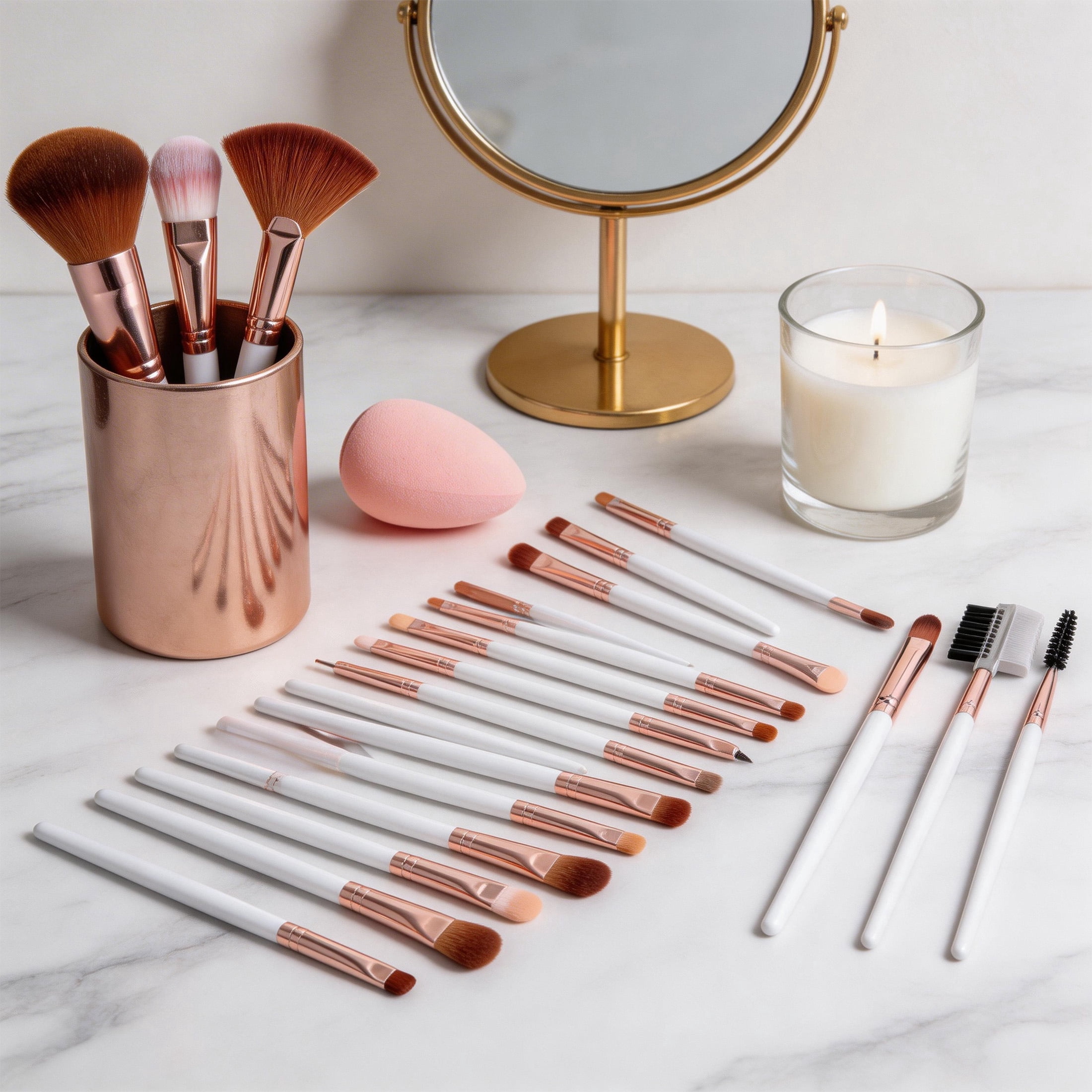 25Pcs Makeup Brushes Set, Professional Makeup Brushes Set for Eye and Face, Blush Eyeshadow Concealer Brushes Soft Cosmetic Brush Kit for Full Face Makeup, Beginner Friendly