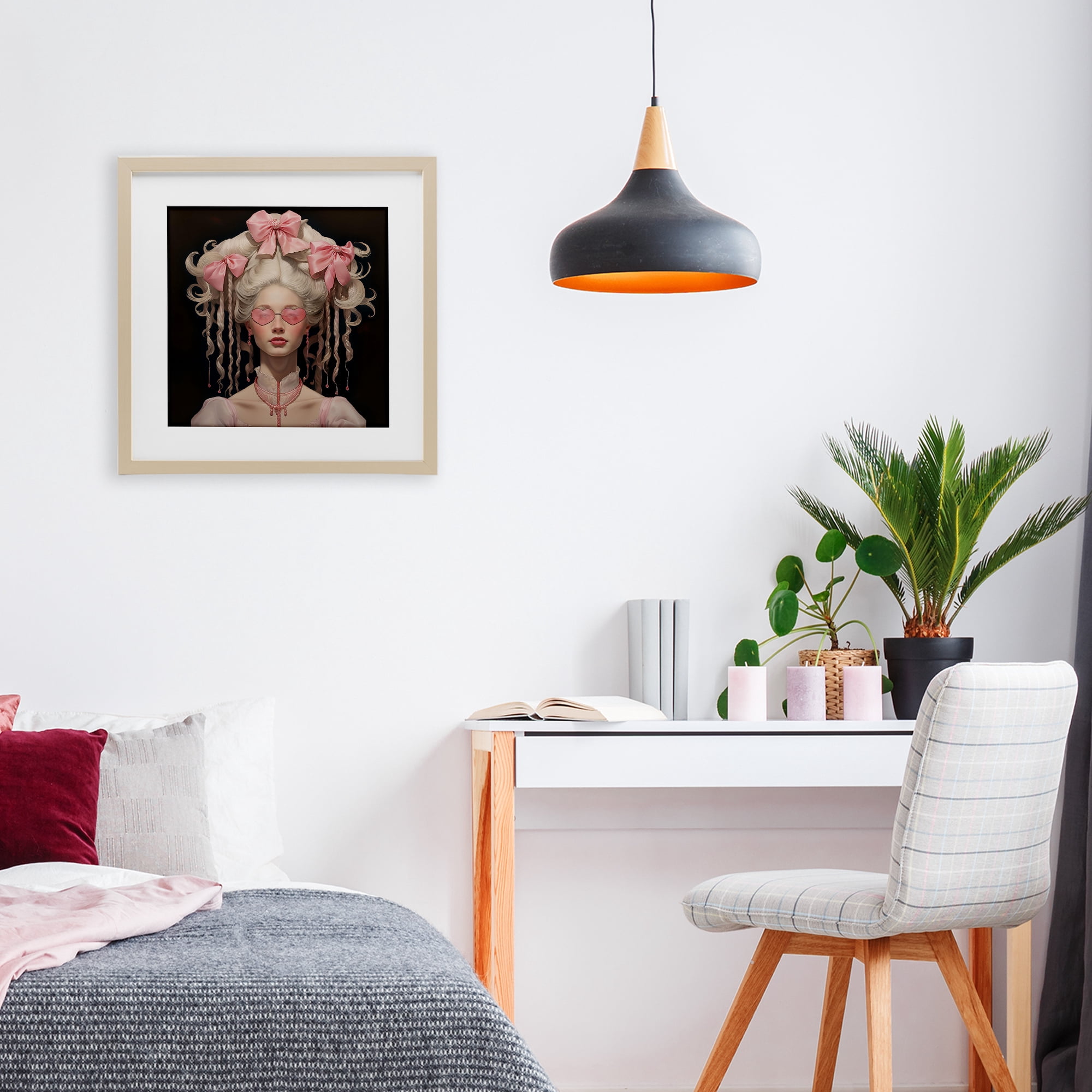 Stupell Industries Rococo Woman Opulent Ribbons Birch Framed Print Under Glass, design by Grotto Studios
