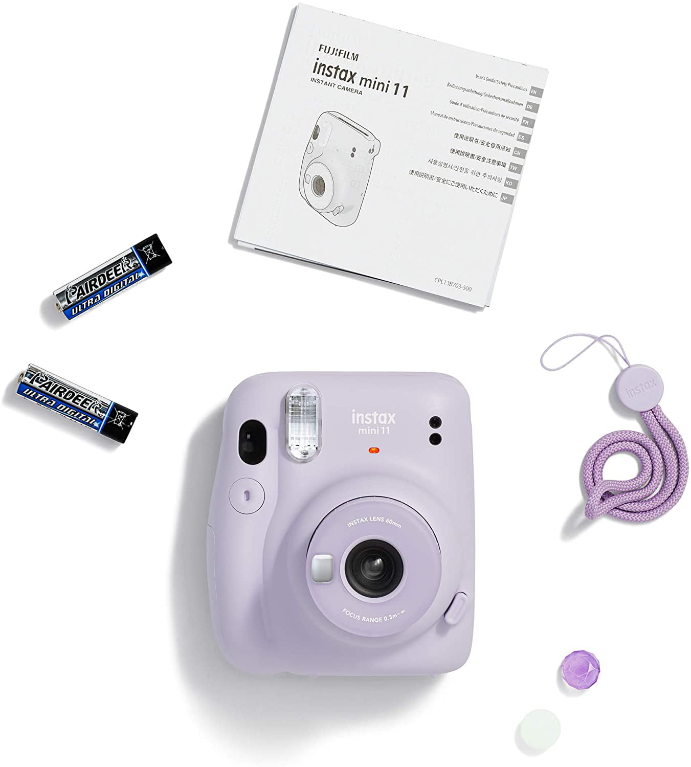 Appareil photo instantané FUJI Instax Mini 11 - Format photo 62 x 46mm -  Livré avec 2 piles LR6 et dragonne - Lilac Purple (Violet)