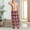 thumbnail image 2 of Susaid Heart Plaid Print Mens Pajama Pants Set Sleep & Lounge Pants, PJ Bottoms with Pockets and Button Fly-X-Large, 2 of 6
