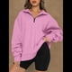 thumbnail image 4 of Sudadera de Entrenamiento de con Media Cremallera para Mujer, de Gran Tamaño, de Larga, Color Liso, con Hombros Caídos. Rosa M, 4 of 5
