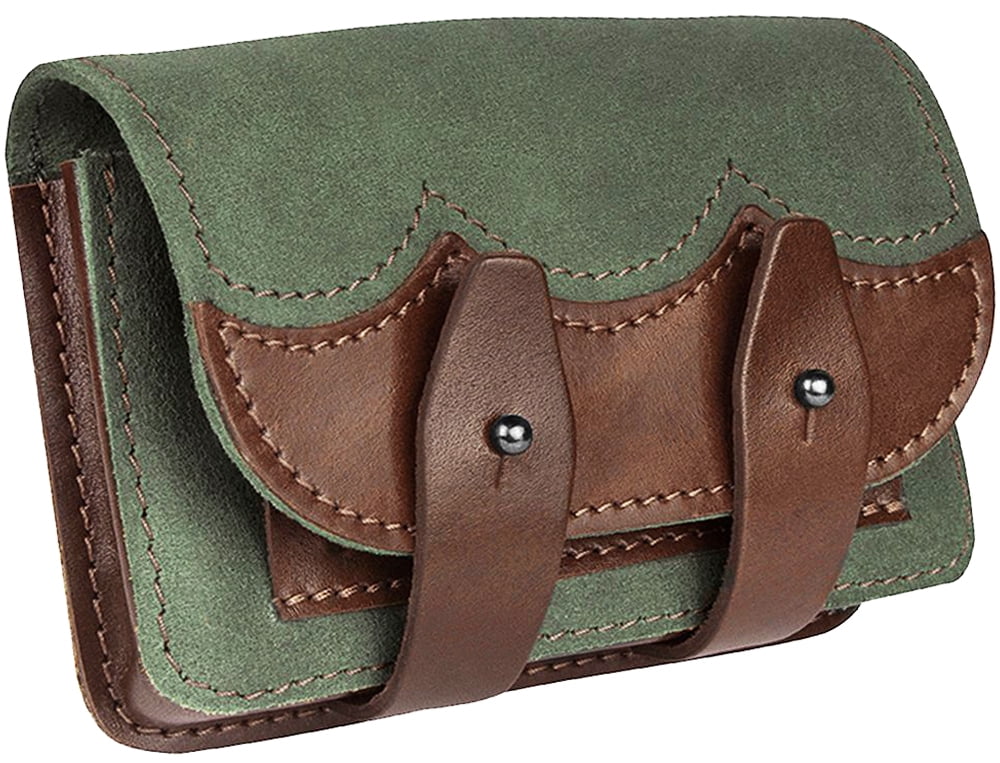 Ammo Pouch Genuine Leather Ammo Holder Bag Storage for .22 22LR .38 .45 Hunting 